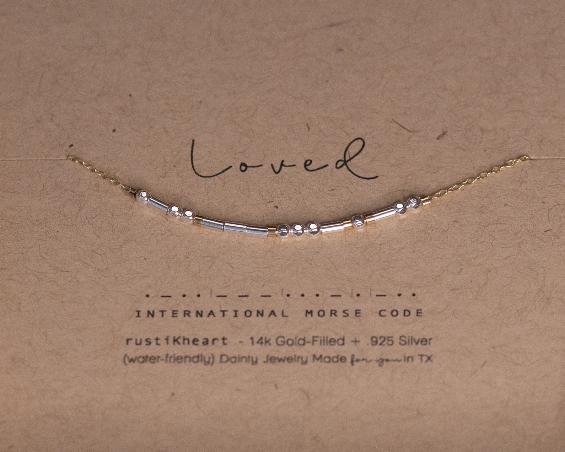 Breathe Morse Code Necklace - Dainty 14K Gold & Silver Jewelry by Olivia Cactus