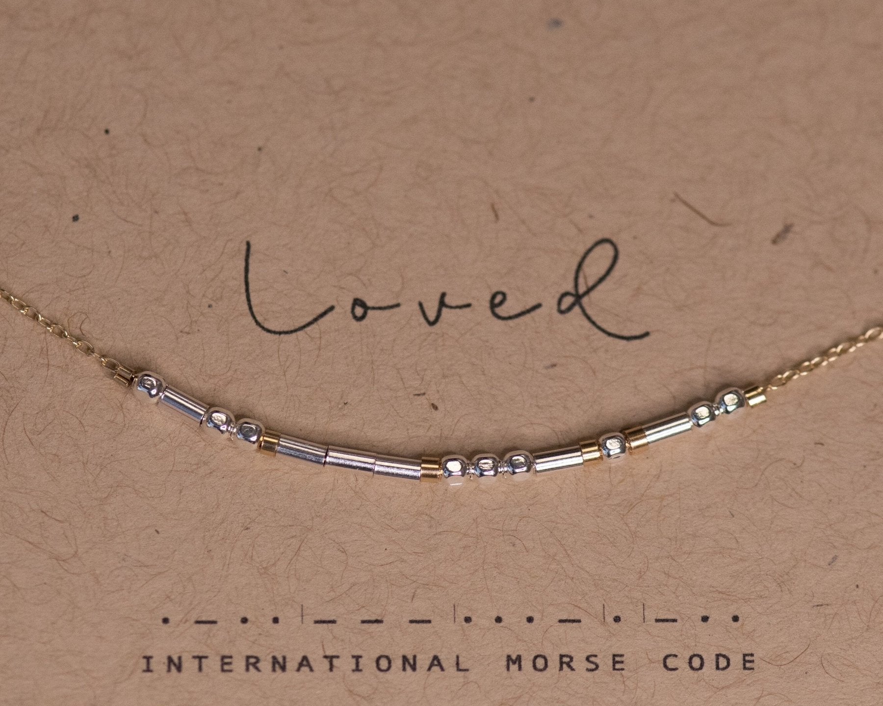 Breathe Morse Code Necklace - Dainty 14K Gold & Silver Jewelry by Olivia Cactus