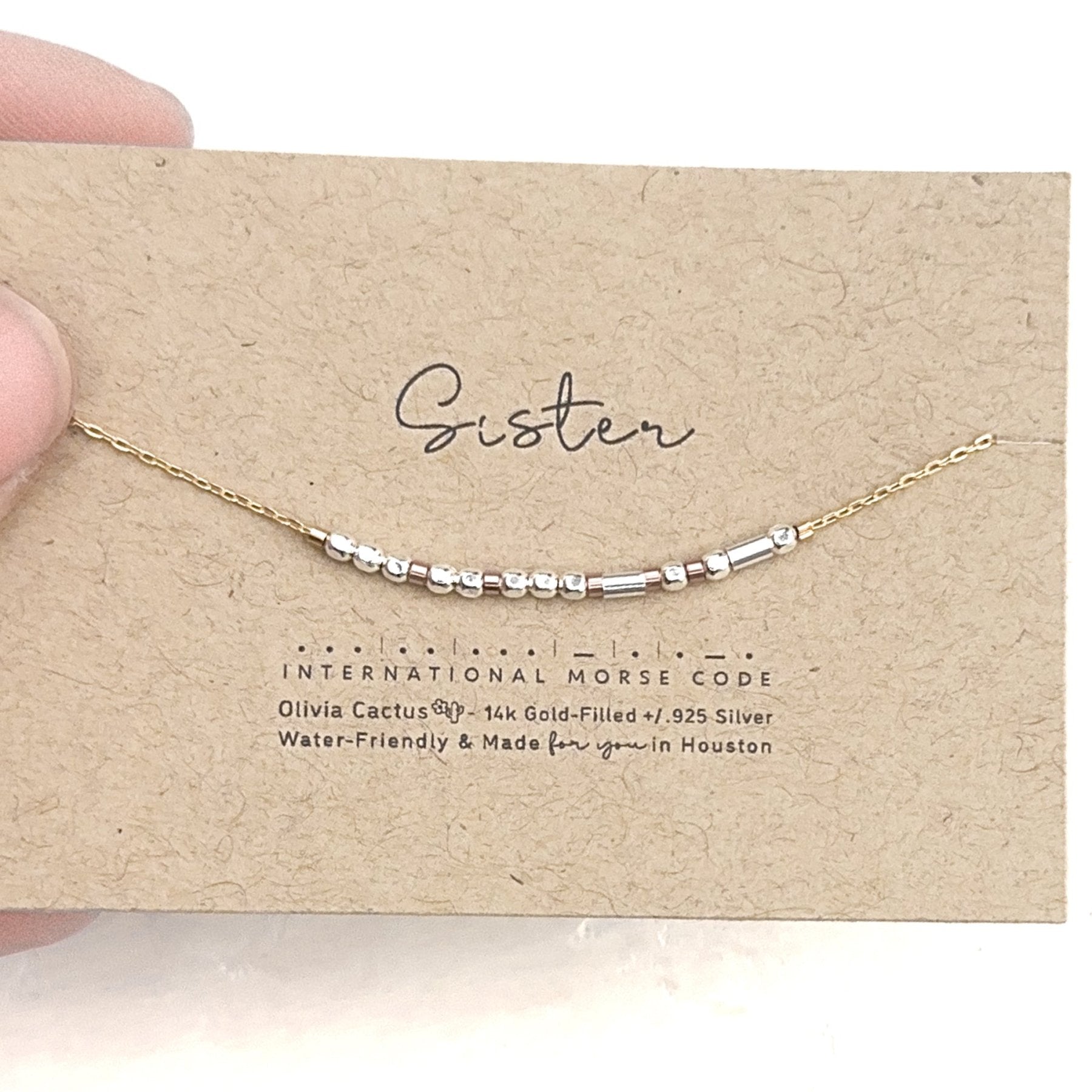 Custom Morse Code Bracelet - Dainty 14K Gold & Silver Jewelry by Olivia Cactus