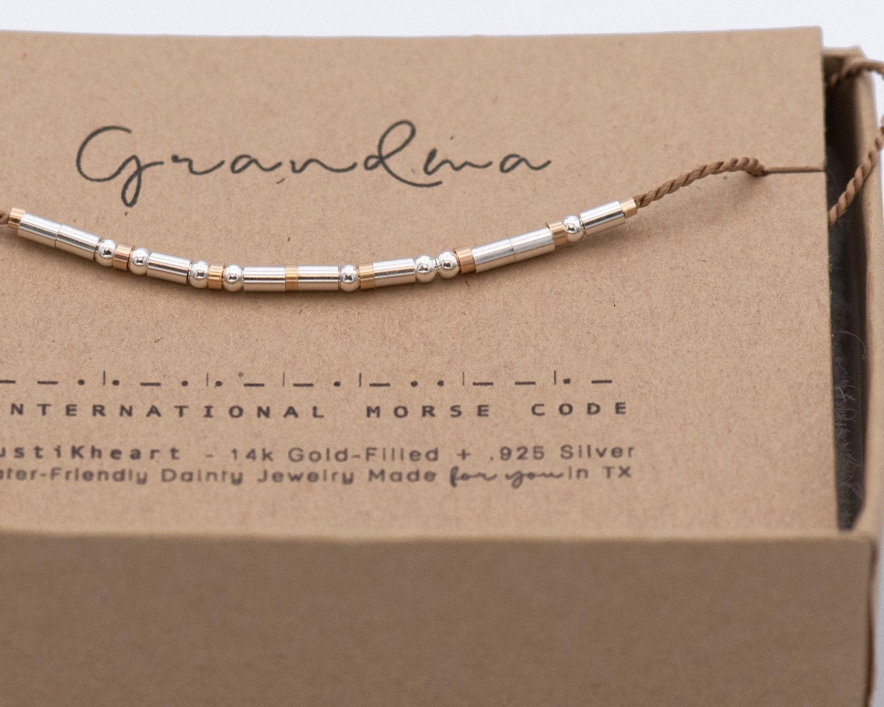 Custom Morse Code Bracelet - Dainty 14K Gold & Silver Jewelry by Olivia Cactus