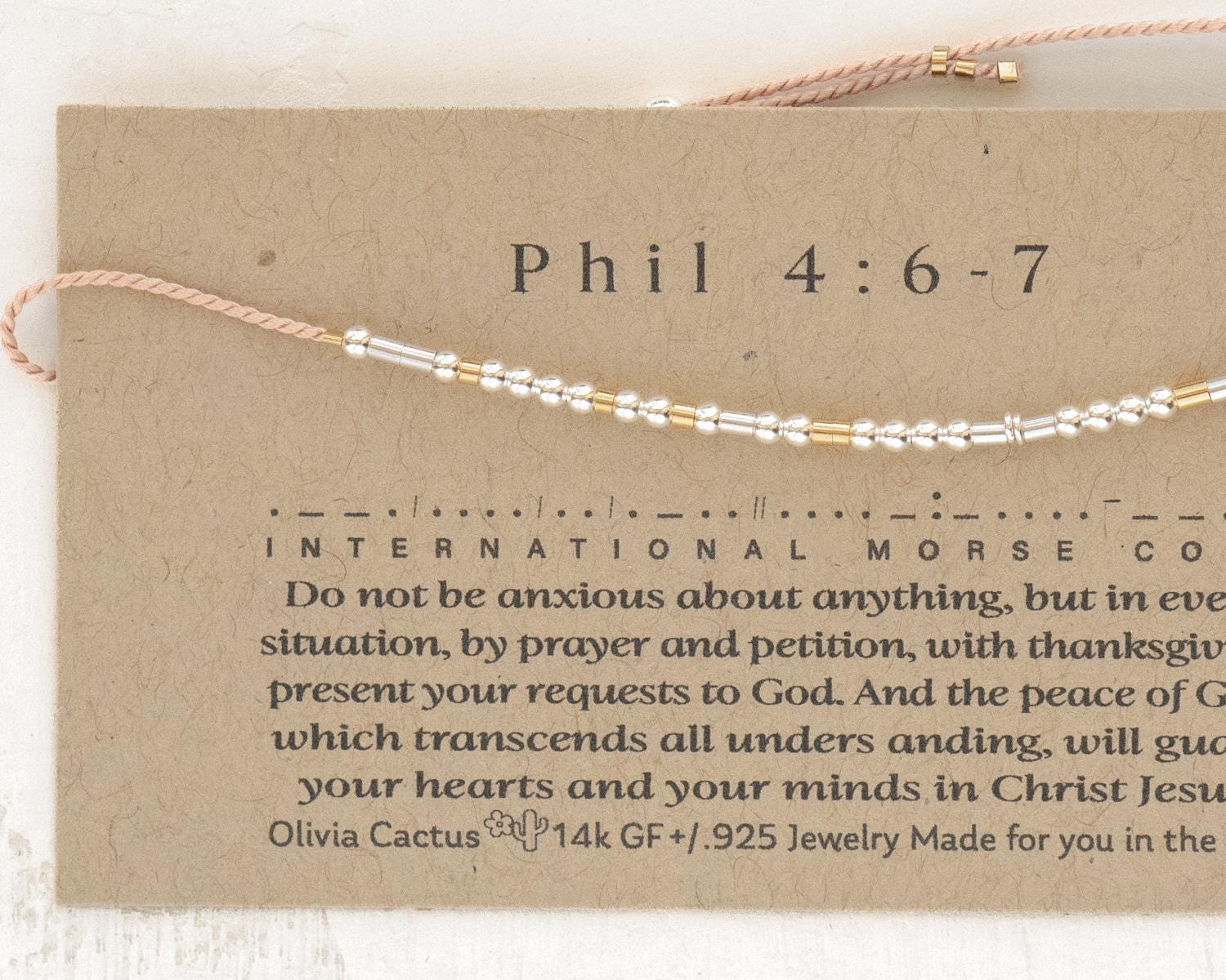 Strength Morse Code Bracelet - Dainty 14K Gold & Silver Jewelry by Olivia Cactus