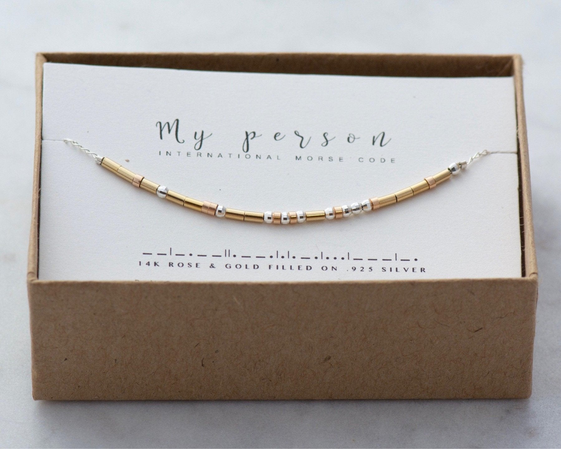 Dainty Morse Code Bracelet - Dainty 14K Gold & Silver Jewelry by Olivia Cactus