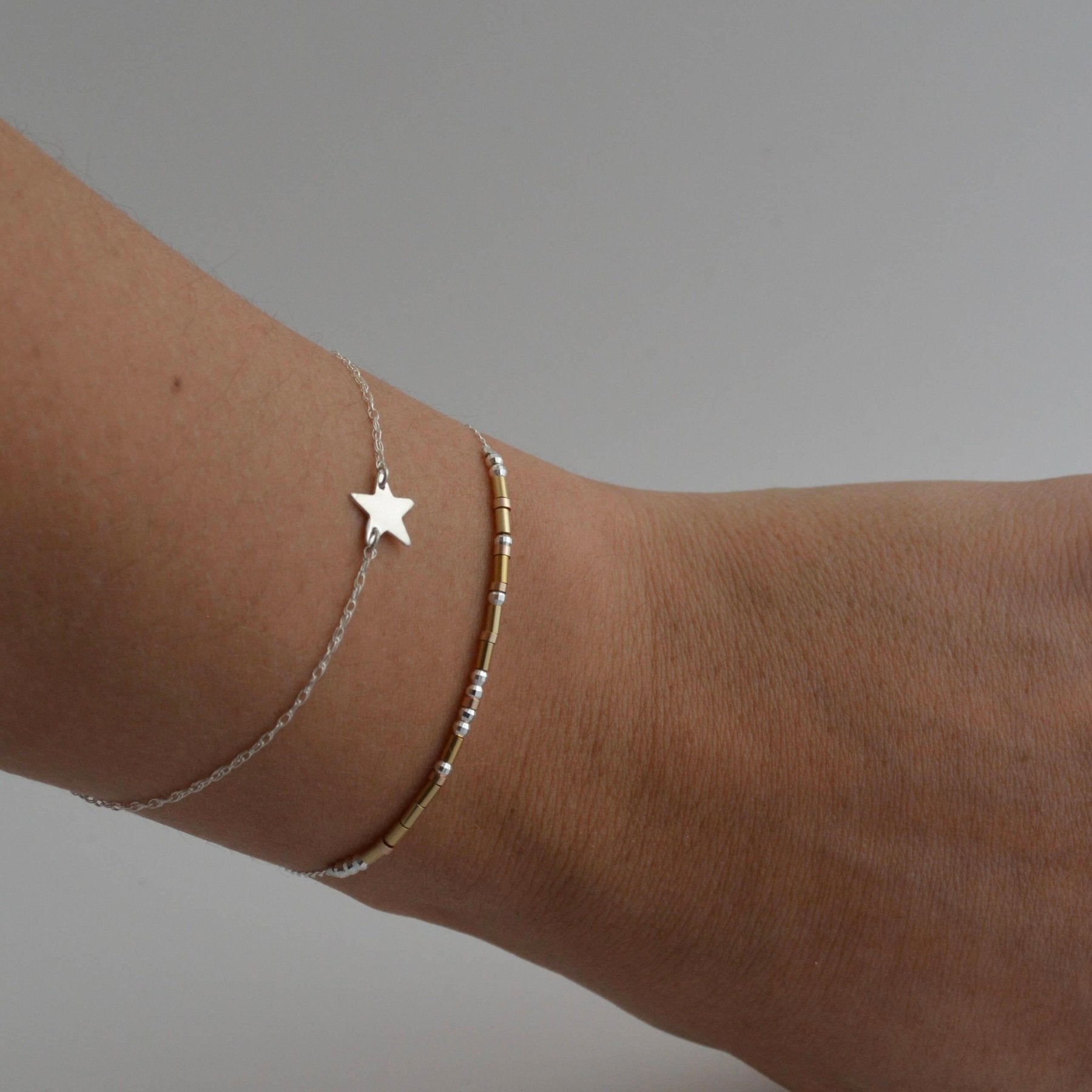 Dainty Morse Code Bracelet - Dainty 14K Gold & Silver Jewelry by Olivia Cactus