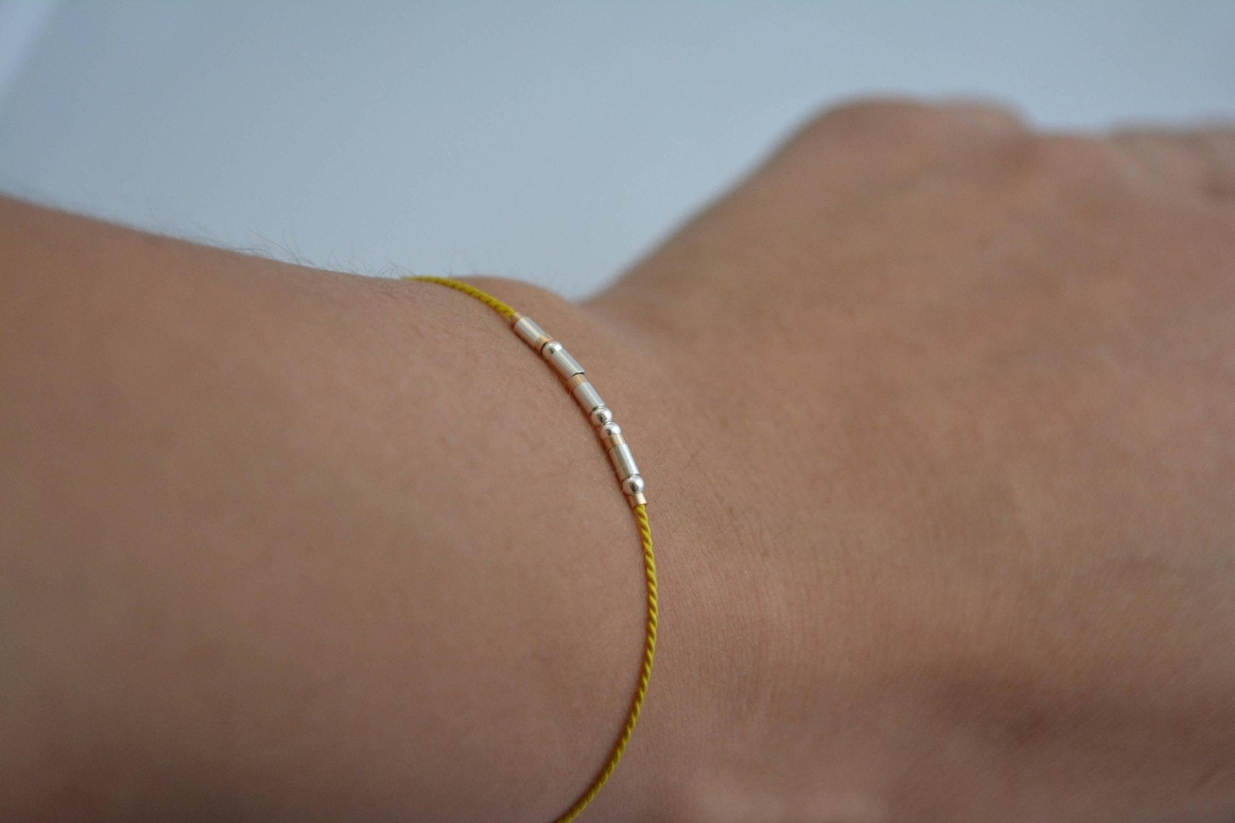 Dainty Morse Code Bracelet - Dainty 14K Gold & Silver Jewelry by Olivia Cactus
