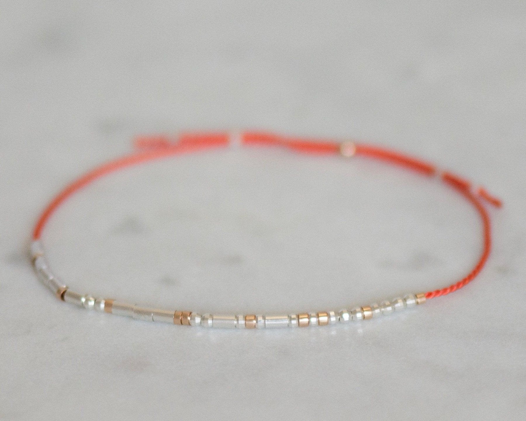 Dainty Morse Code Bracelet - Dainty 14K Gold & Silver Jewelry by Olivia Cactus