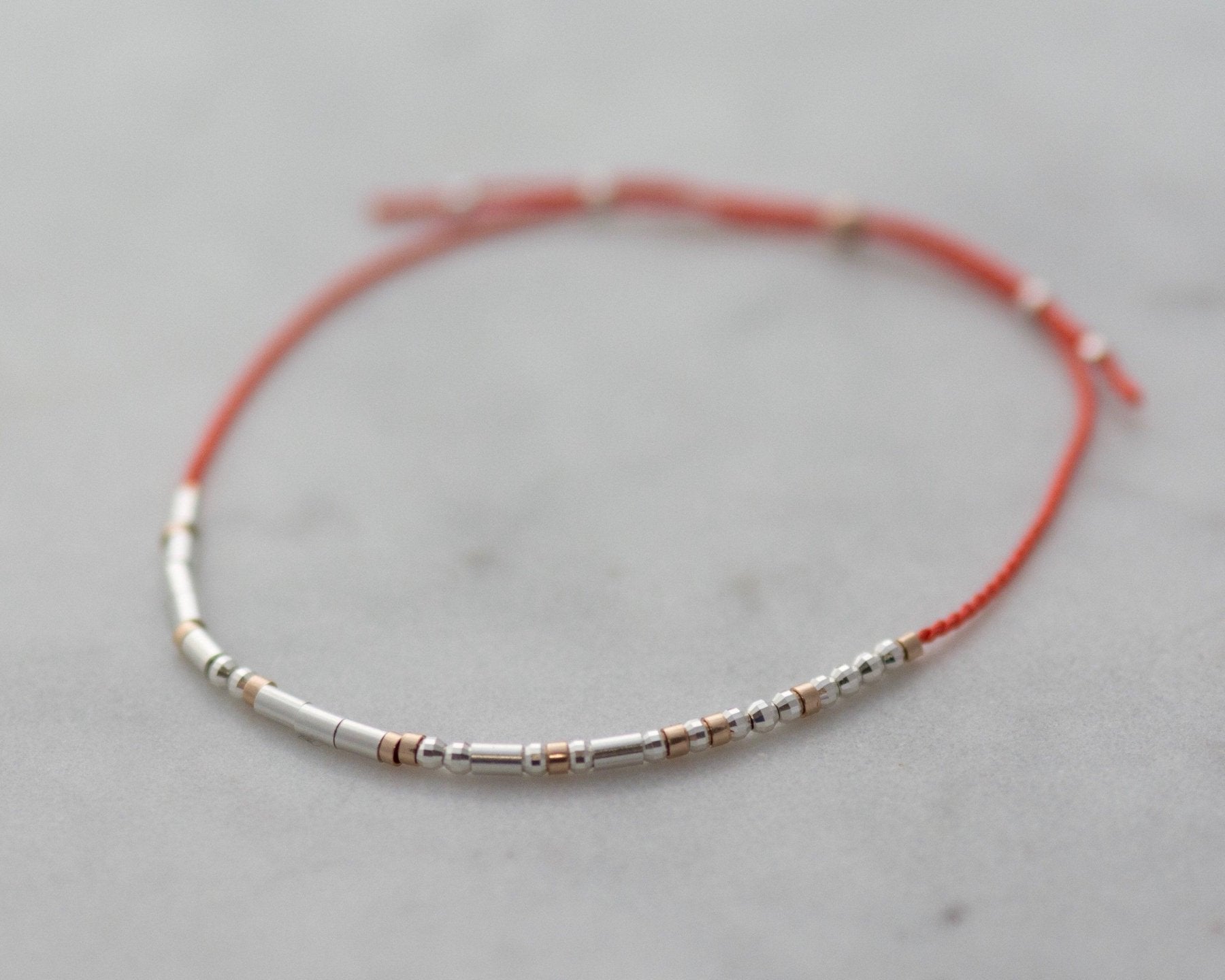 Dainty Morse Code Bracelet - Dainty 14K Gold & Silver Jewelry by Olivia Cactus