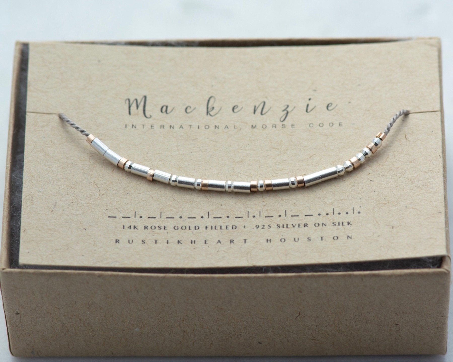 Dainty Morse Code Bracelet - Dainty 14K Gold & Silver Jewelry by Olivia Cactus