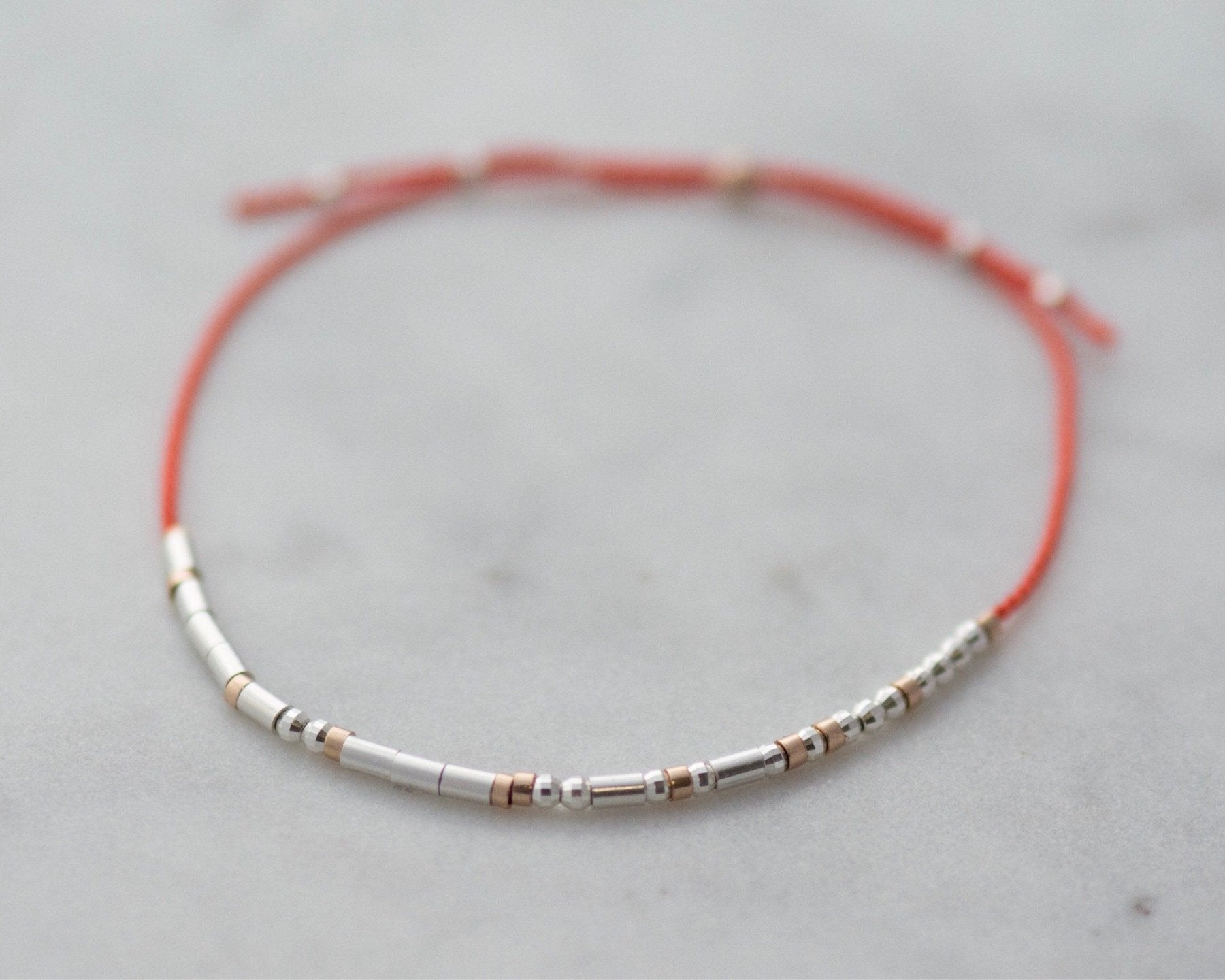 Dainty Morse Code Bracelet - Dainty 14K Gold & Silver Jewelry by Olivia Cactus