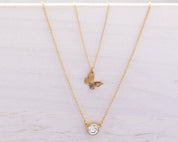 Dainty Butterfly Charm Necklace - Dainty 14K Gold & Silver Jewelry by Olivia Cactus