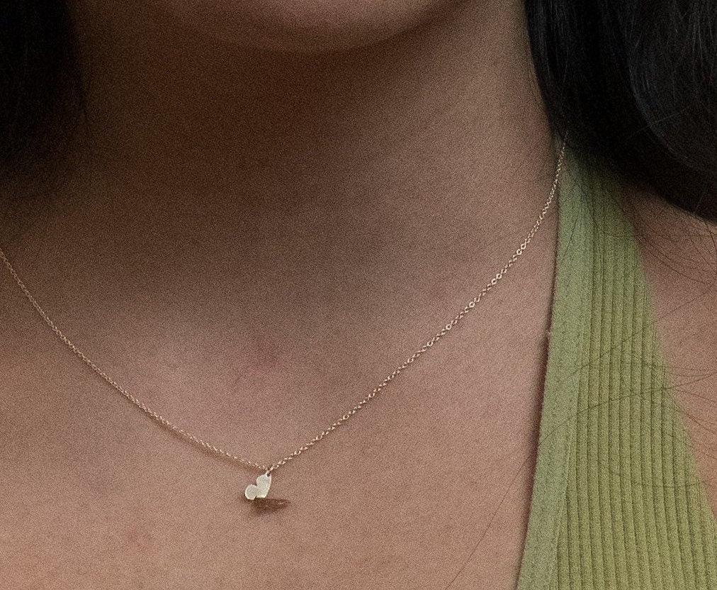 Dainty Butterfly Charm Necklace - Dainty 14K Gold & Silver Jewelry by Olivia Cactus