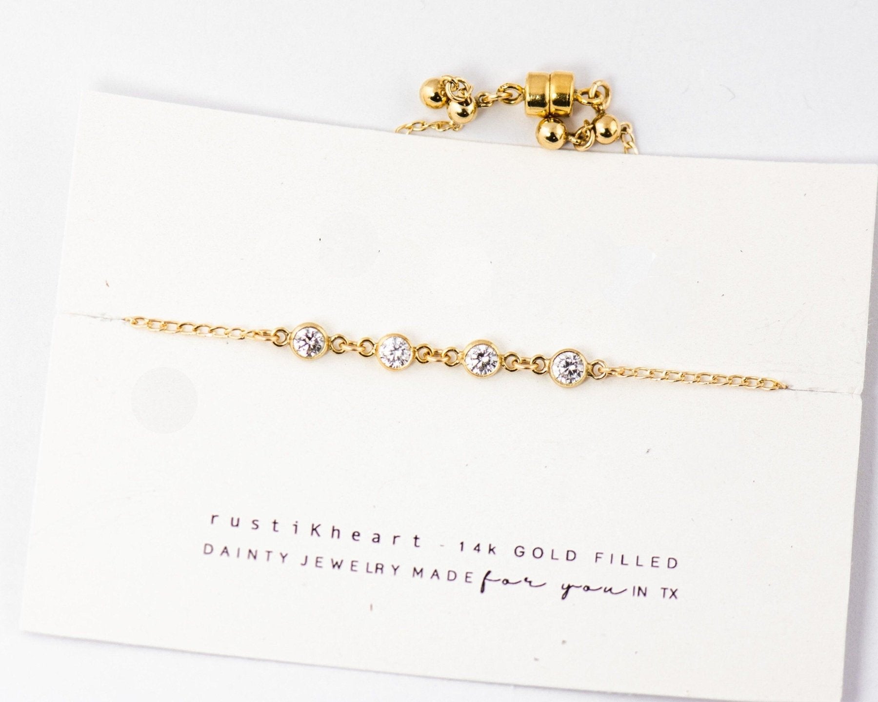 Dainty Diamond CZ Bracelet - Dainty 14K Gold & Silver Jewelry by Olivia Cactus