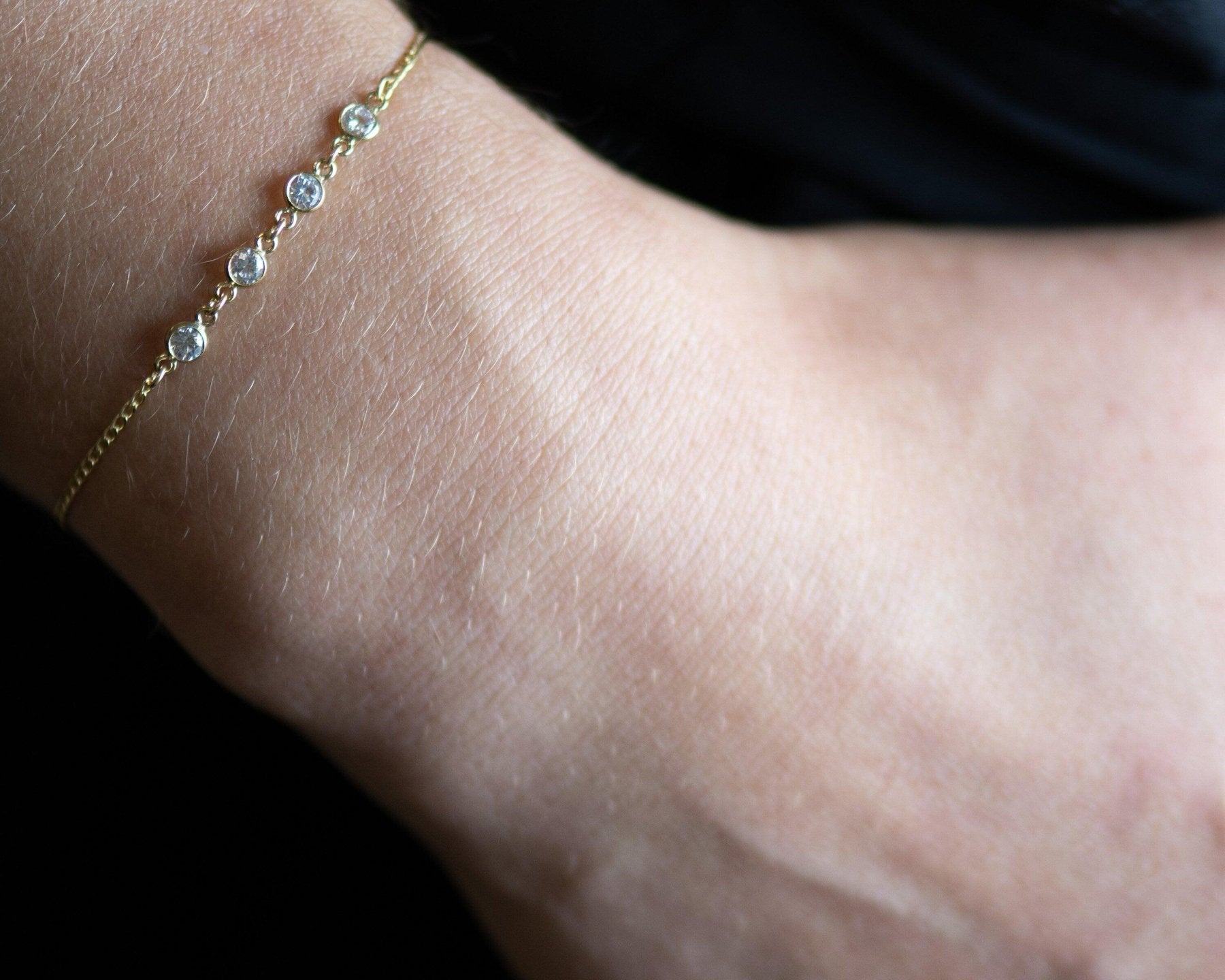 Dainty Diamond CZ Bracelet - Dainty 14K Gold & Silver Jewelry by Olivia Cactus