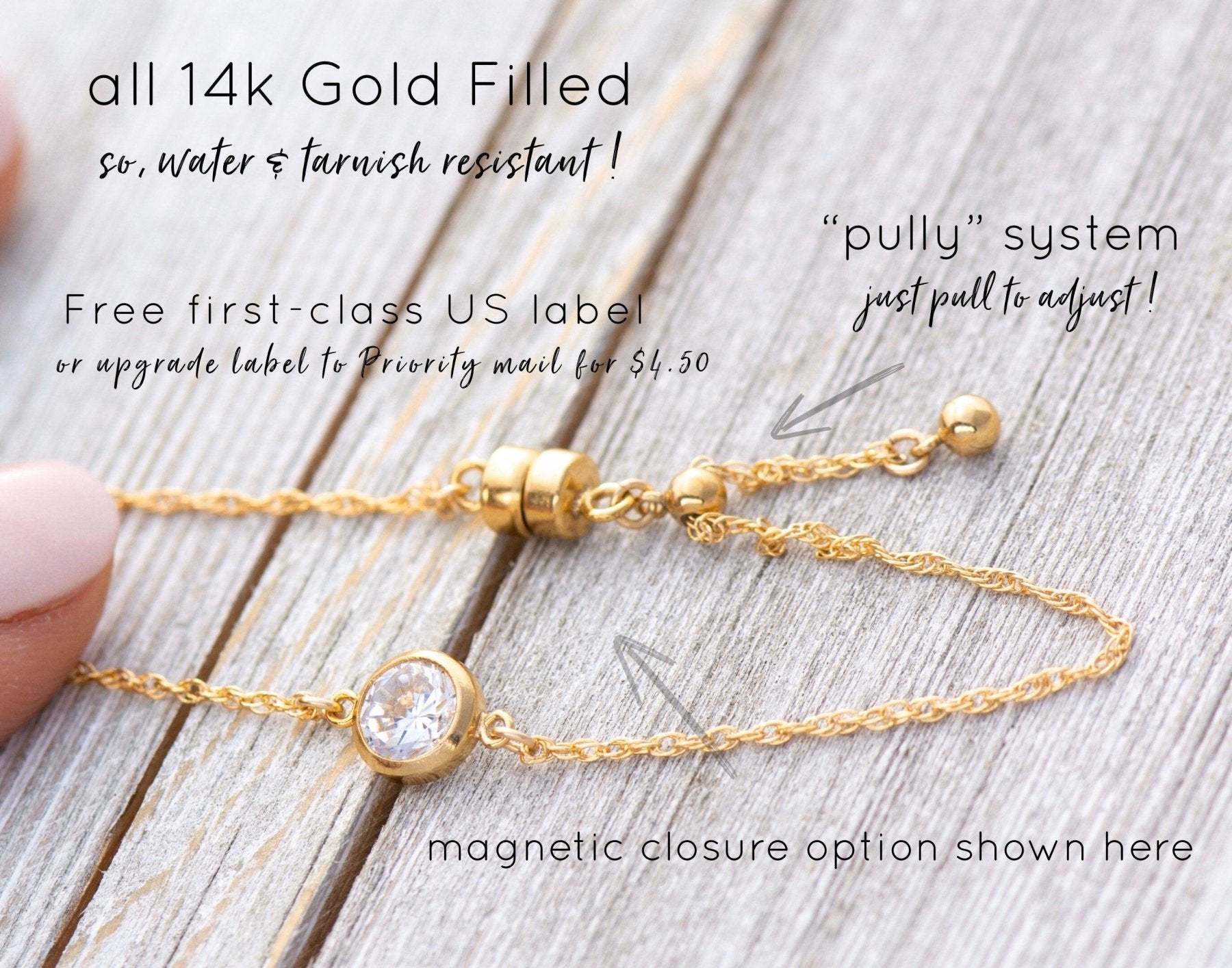 Dainty Diamond CZ Bracelet - Dainty 14K Gold & Silver Jewelry by Olivia Cactus