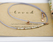 Dainty Morse code Necklace on Cord - Dainty 14K Gold & Silver Jewelry by Olivia Cactus