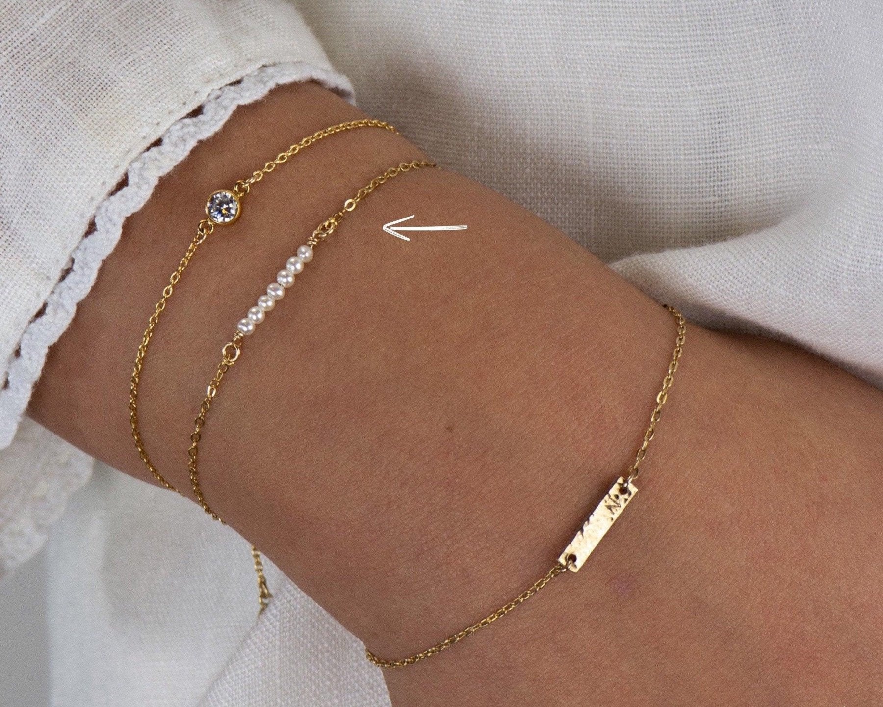 Dainty Pearls Bracelet - Dainty 14K Gold & Silver Jewelry by Olivia Cactus