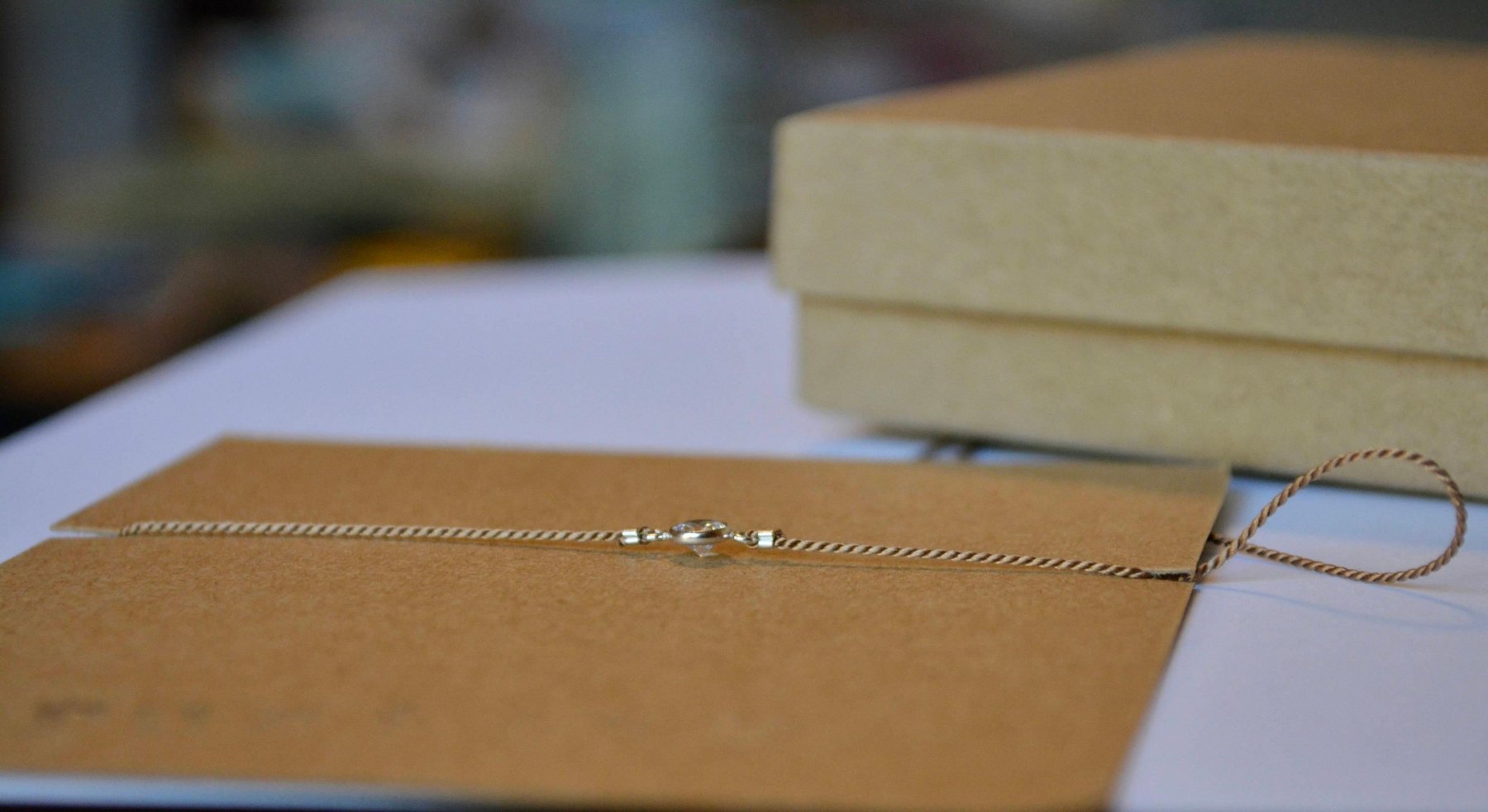 Delicate Silver Diamond Charm on Cord Choker - Dainty 14K Gold & Silver Jewelry by Olivia Cactus