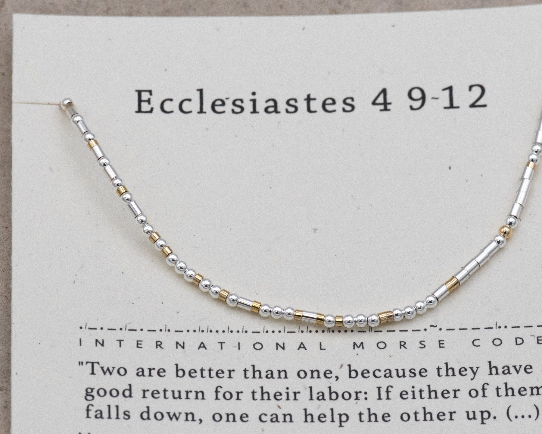 Ecclesiastes 4:9 - 12 Morse Code Bracelet - Dainty 14K Gold & Silver Jewelry by Olivia Cactus