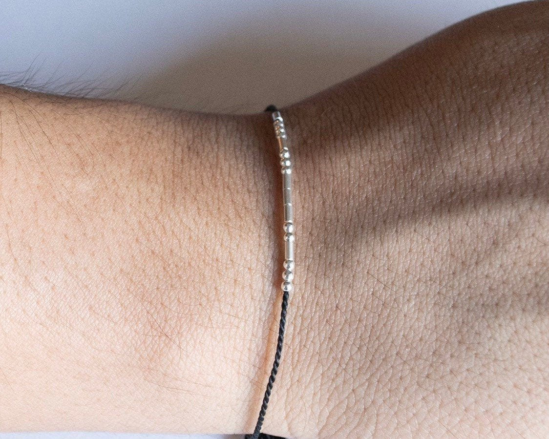 Eternity Morse Code Bracelet - Dainty 14K Gold & Silver Jewelry by Olivia Cactus
