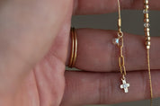 Faith Morse Code Bracelet on Chain - Dainty 14K Gold & Silver Jewelry by Olivia Cactus