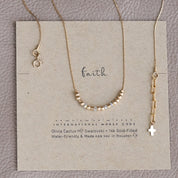 Faith Morse Code Necklace on Gold Chain - Dainty 14K Gold & Silver Jewelry by Olivia Cactus