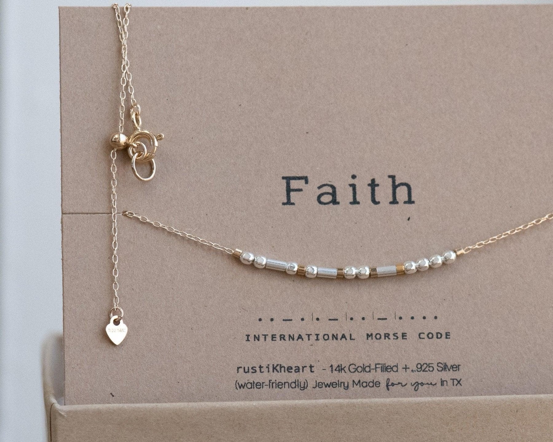 Faith Morse Code Necklace - Dainty 14K Gold & Silver Jewelry by Olivia Cactus