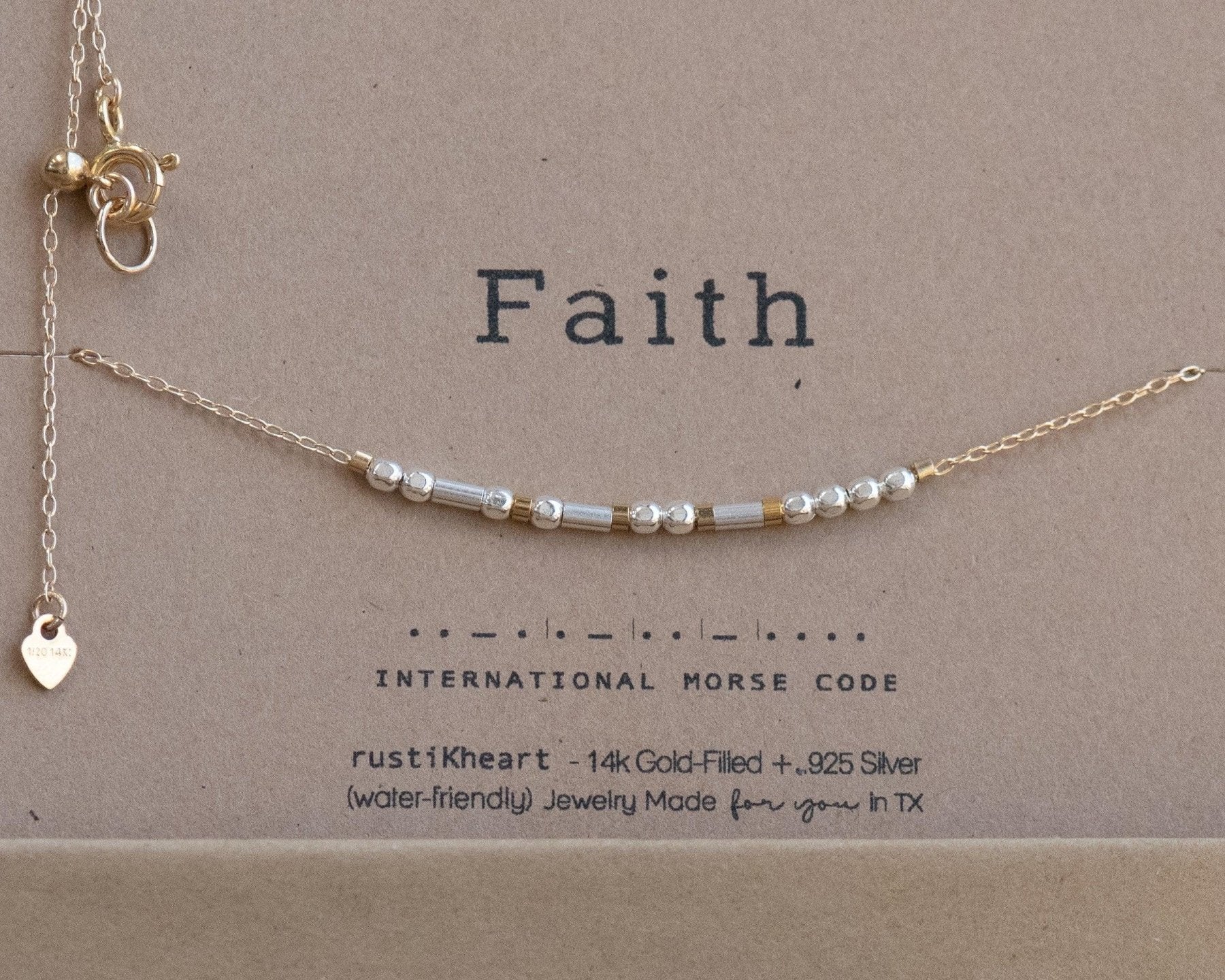 Faith Morse Code Necklace - Dainty 14K Gold & Silver Jewelry by Olivia Cactus