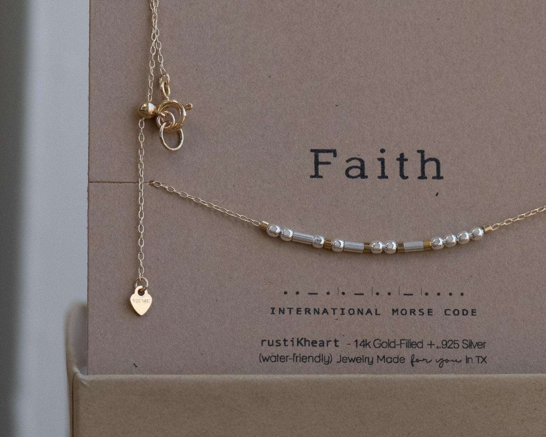 Faith Morse Code Necklace - Dainty 14K Gold & Silver Jewelry by Olivia Cactus