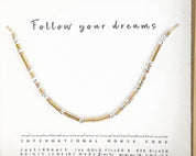 Follow Your Dreams Morse Code Necklace - Dainty 14K Gold & Silver Jewelry by Olivia Cactus