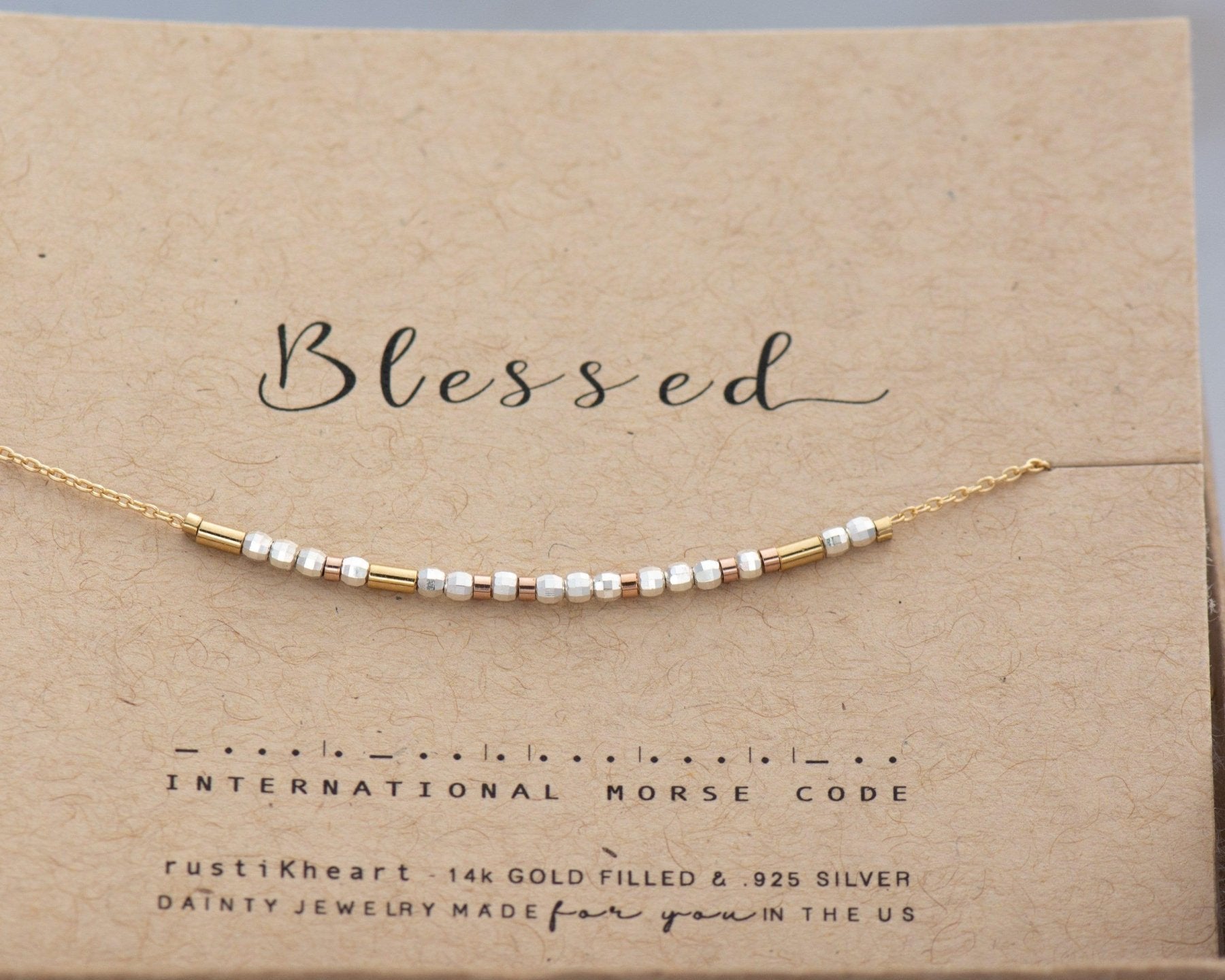 Follow Your Dreams Morse Code Necklace - Dainty 14K Gold & Silver Jewelry by Olivia Cactus