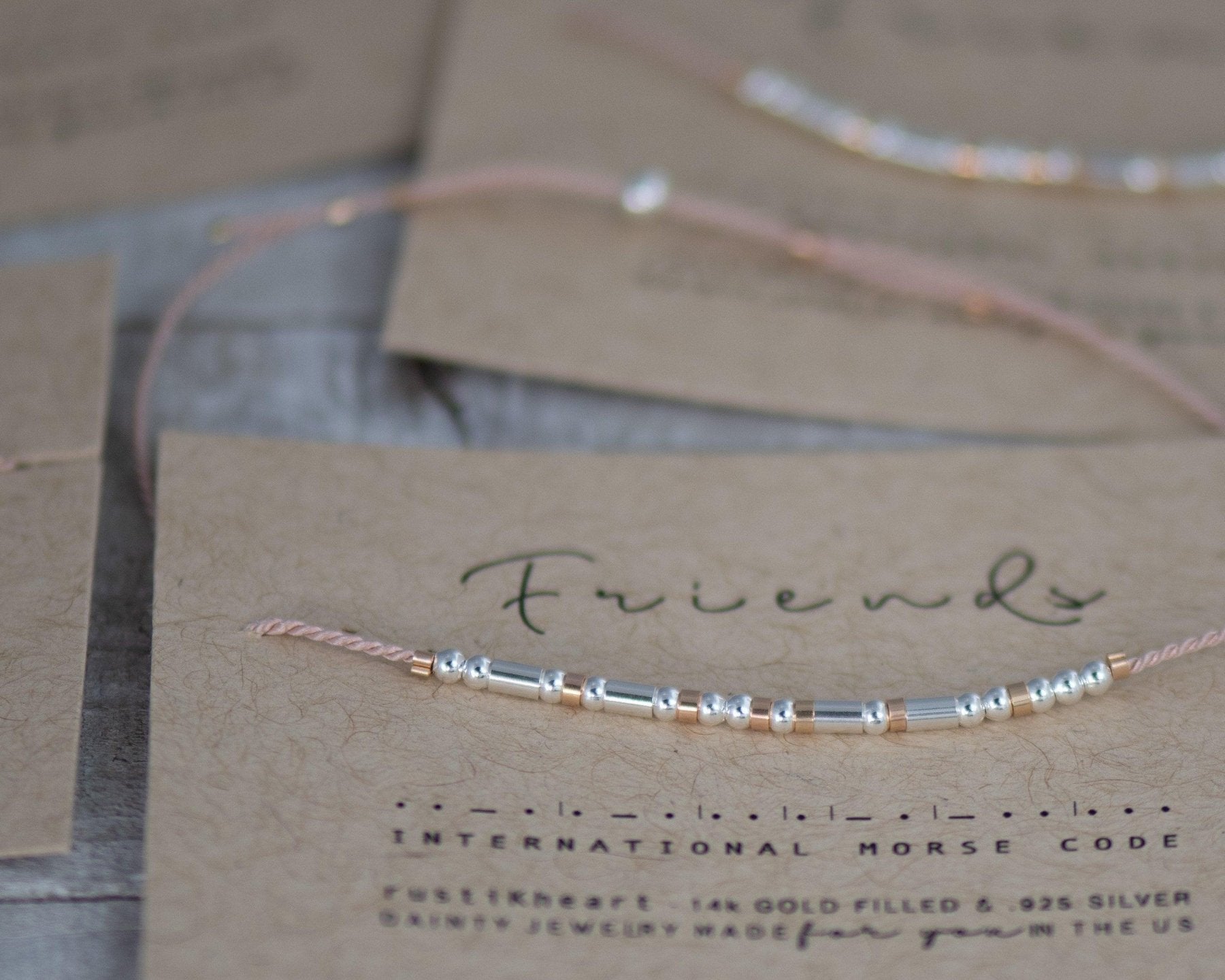 Best Friend Morse Code Bracelet - Dainty 14K Gold & Silver Jewelry by Olivia Cactus