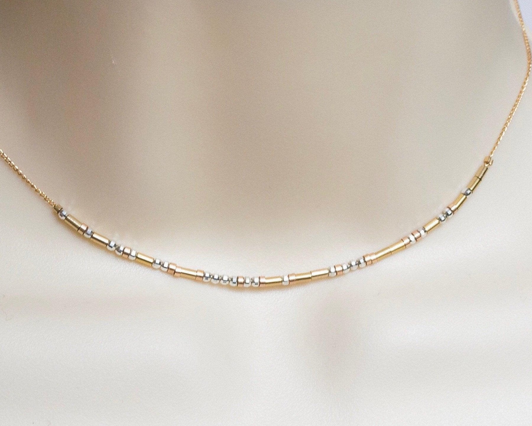 Friendship Necklace - Flora - Dainty 14K Gold & Silver Jewelry by Olivia Cactus