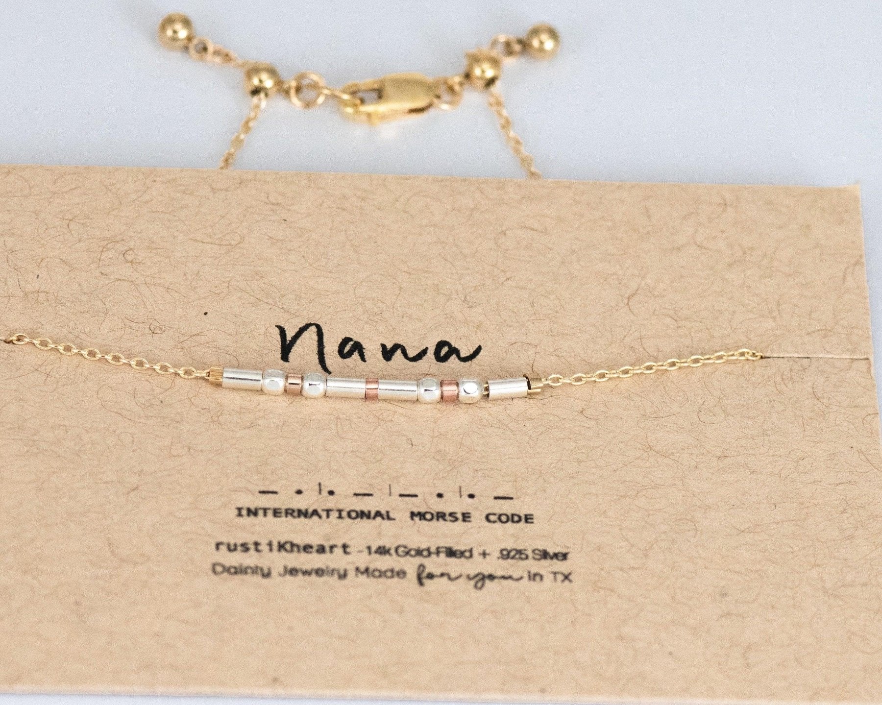 Gigi Morse Code Bracelet - Dainty 14K Gold & Silver Jewelry by Olivia Cactus