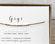 Gigi Morse Code Bracelet - Dainty 14K Gold & Silver Jewelry by Olivia Cactus