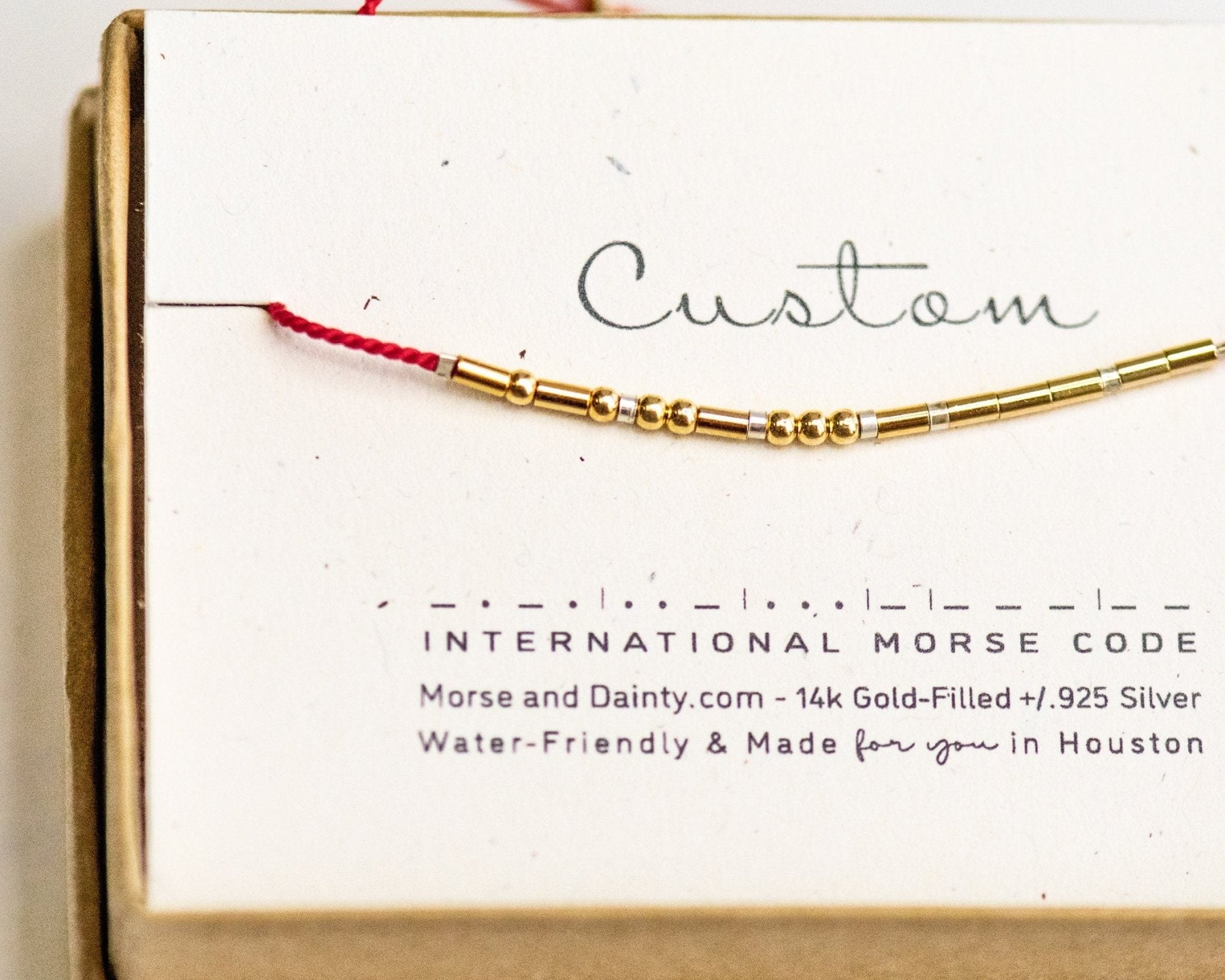 Custom Morse Code Bracelet - Dainty 14K Gold & Silver Jewelry by Olivia Cactus