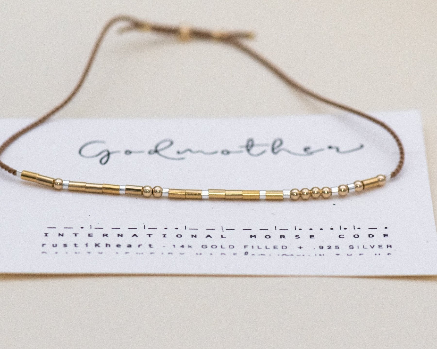 Custom Morse Code Bracelet - Dainty 14K Gold & Silver Jewelry by Olivia Cactus
