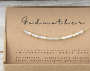 Godmother Morse Code Bracelet - Dainty 14K Gold & Silver Jewelry by Olivia Cactus