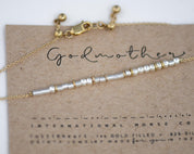 Godmother Morse Code Bracelet - Dainty 14K Gold & Silver Jewelry by Olivia Cactus