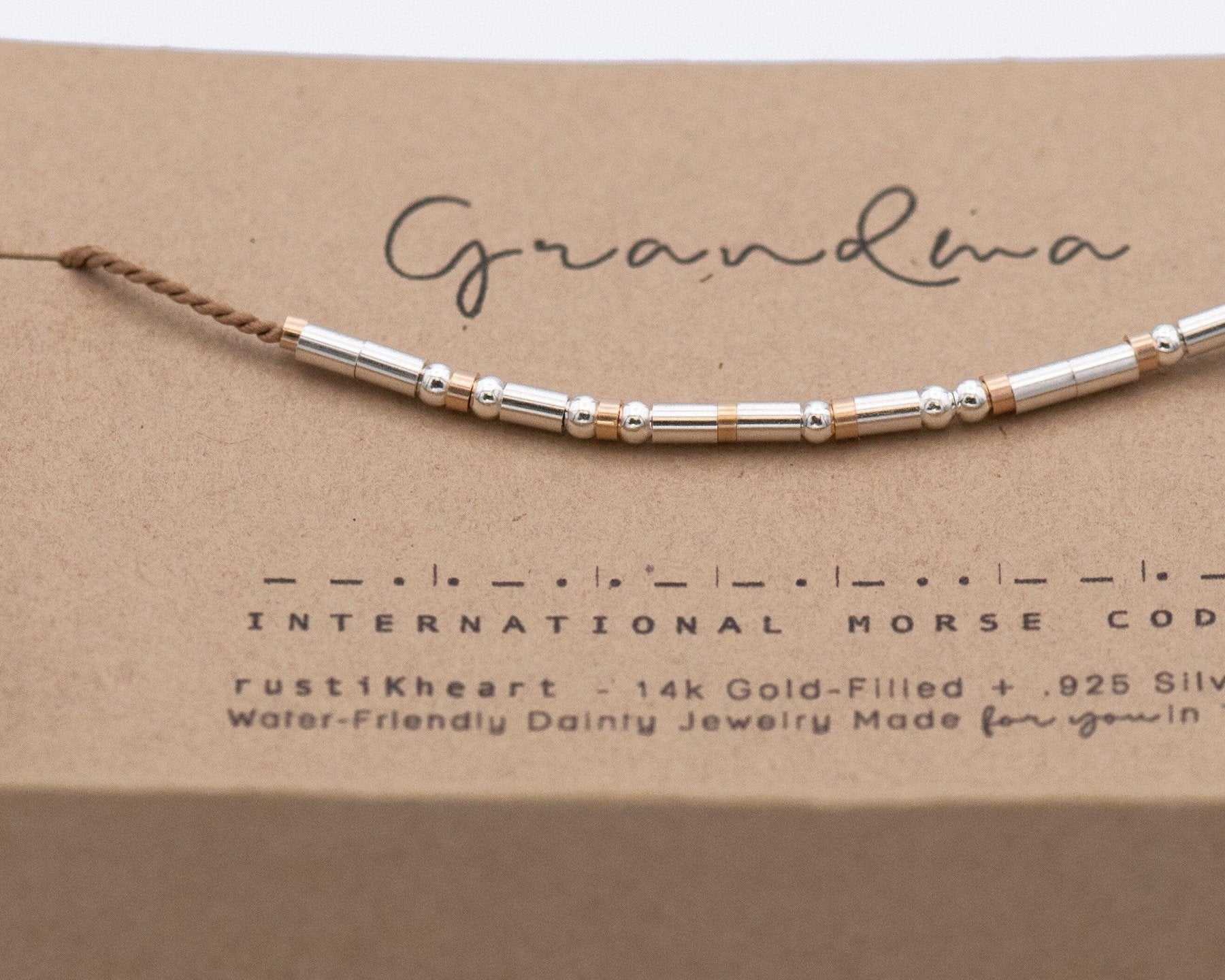 Godmother Morse Code Bracelet - Dainty 14K Gold & Silver Jewelry by Olivia Cactus