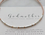 Godmother Morse Code Bracelet - Dainty 14K Gold & Silver Jewelry by Olivia Cactus