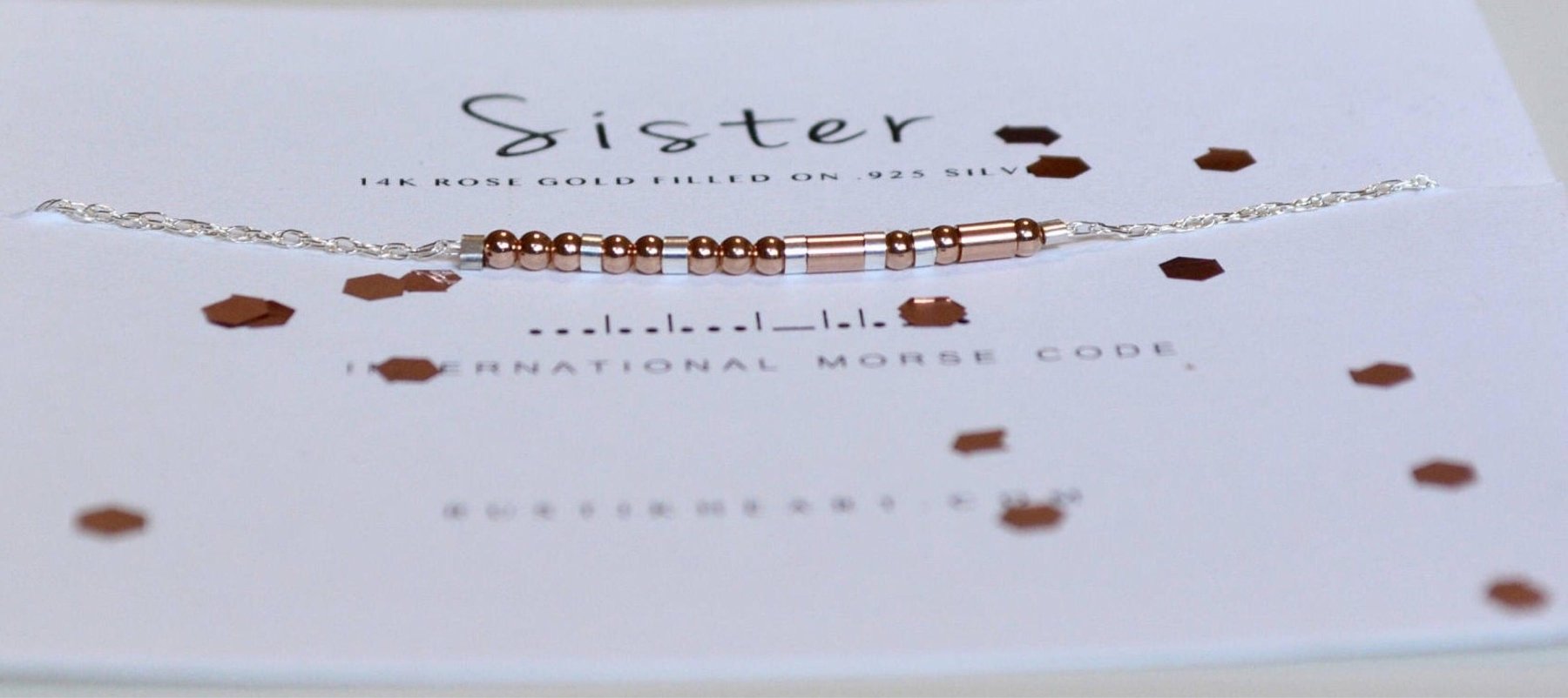Godmother Morse Code Necklace - Dainty 14K Gold & Silver Jewelry by Olivia Cactus