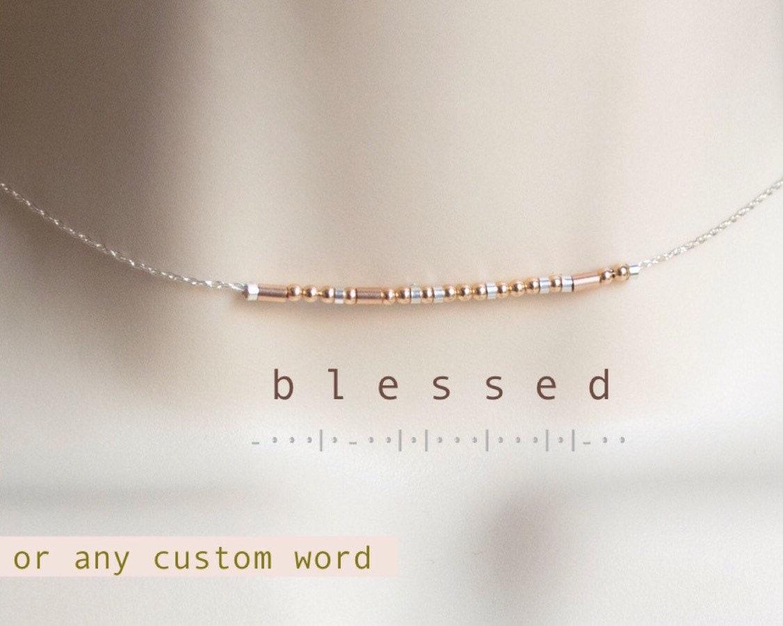 Godmother Morse Code Necklace - Dainty 14K Gold & Silver Jewelry by Olivia Cactus