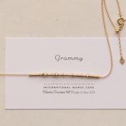 Grammy Morse Code Necklace - Dainty 14K Gold & Silver Jewelry by Olivia Cactus