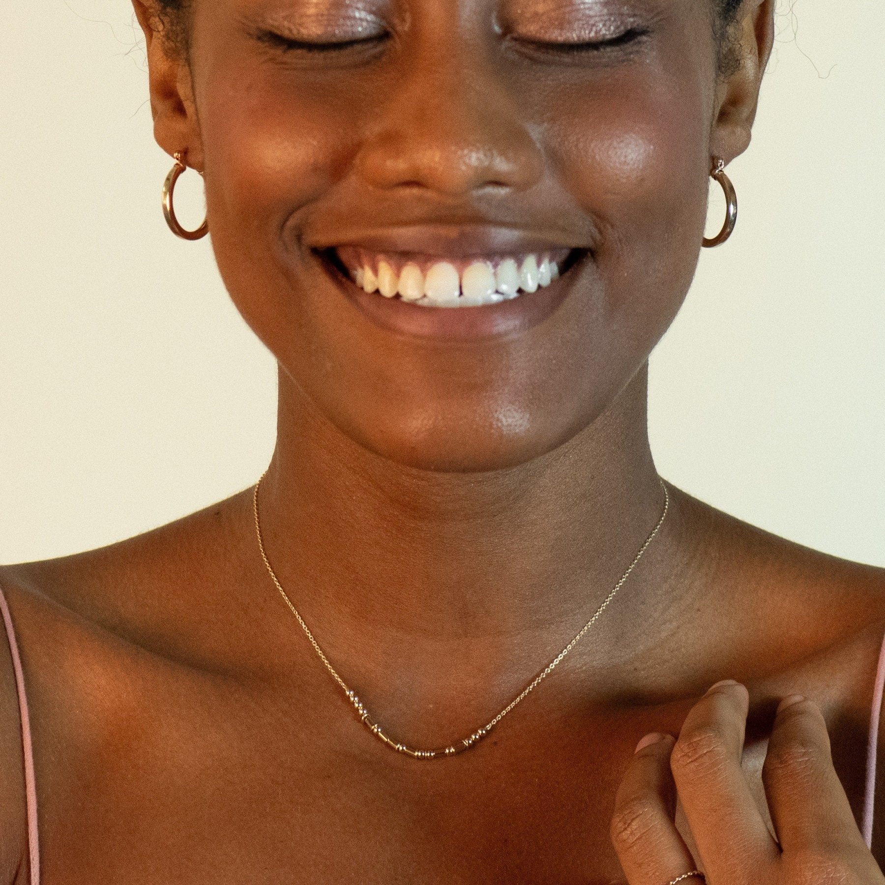 Grammy Morse Code Necklace - Dainty 14K Gold & Silver Jewelry by Olivia Cactus