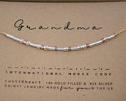 Grandma Morse Code Bracelet - Dainty 14K Gold & Silver Jewelry by Olivia Cactus