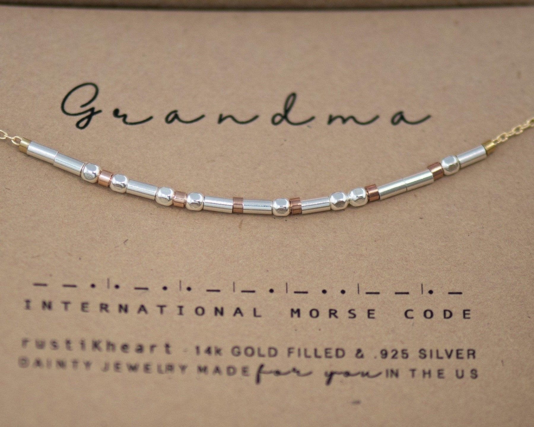 Grandma Morse Code Bracelet - Dainty 14K Gold & Silver Jewelry by Olivia Cactus