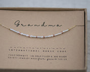 Grandma Morse Code Bracelet - Dainty 14K Gold & Silver Jewelry by Olivia Cactus