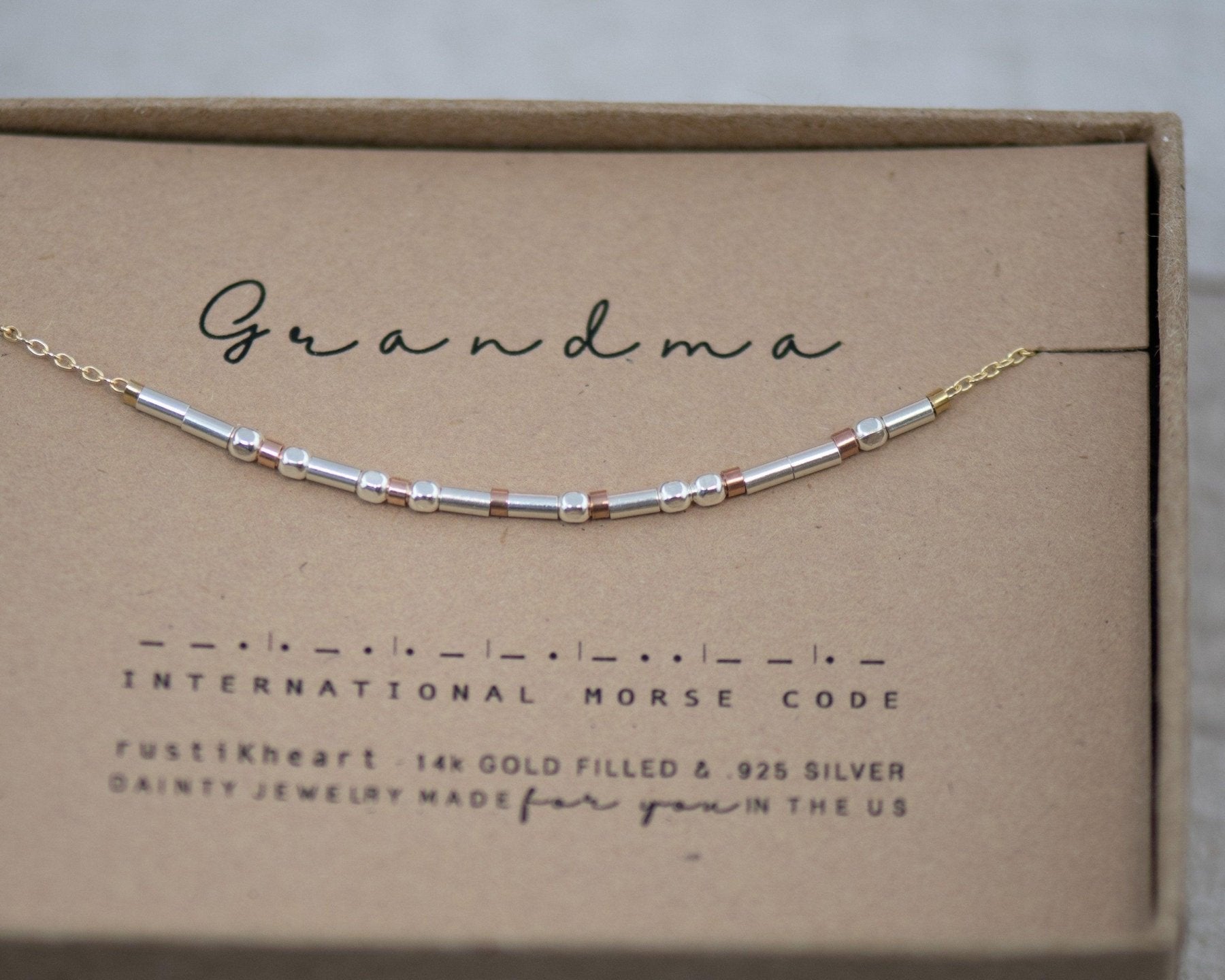 Grandma Morse Code Bracelet - Dainty 14K Gold & Silver Jewelry by Olivia Cactus