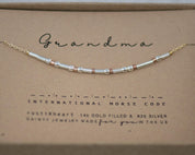 Grandma Morse Code Bracelet - Dainty 14K Gold & Silver Jewelry by Olivia Cactus