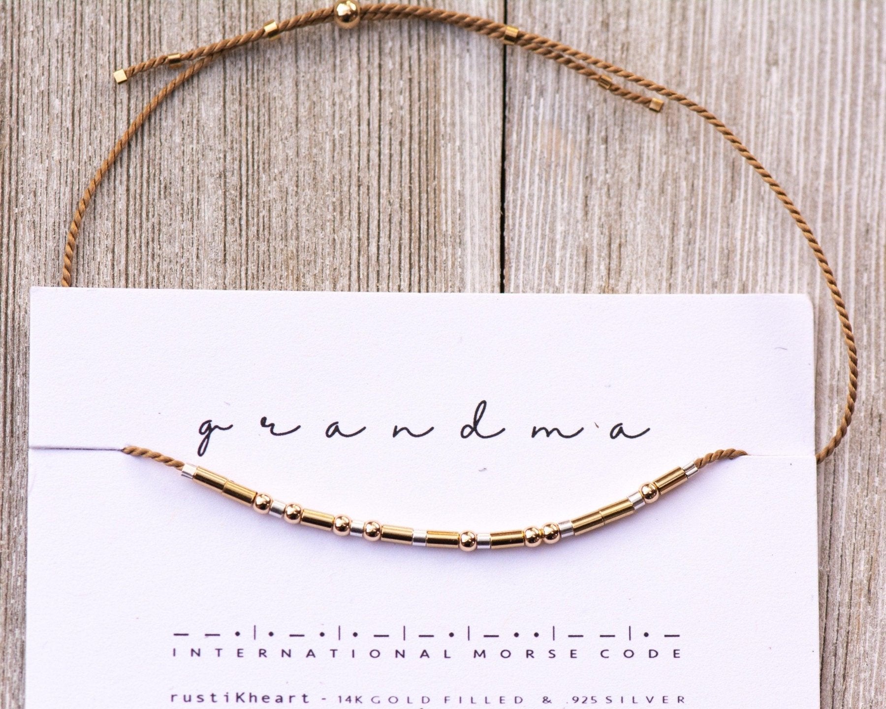 Grandma Morse Code Bracelet - Dainty 14K Gold & Silver Jewelry by Olivia Cactus