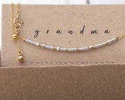 Grandma Morse Code Bracelet - Dainty 14K Gold & Silver Jewelry by Olivia Cactus